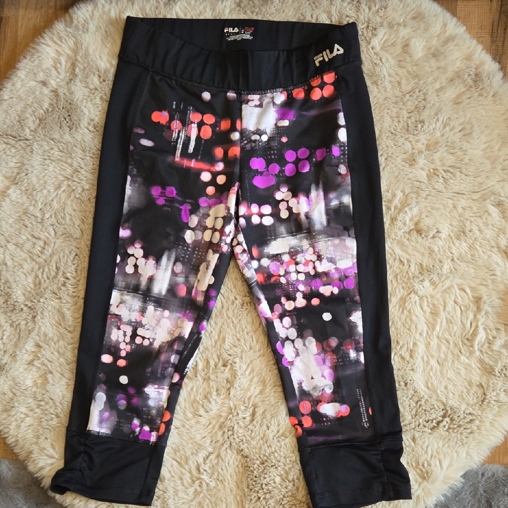 Fila Black and Pink Patterned Leggings
